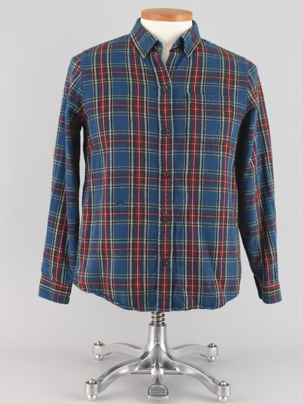 Vintage L.L. Bean Blue Plaid Flannel Button DownShirt, Men's Small Regular